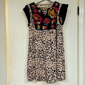 savanna Jane open invitation dress medium floral embroidery leopard print